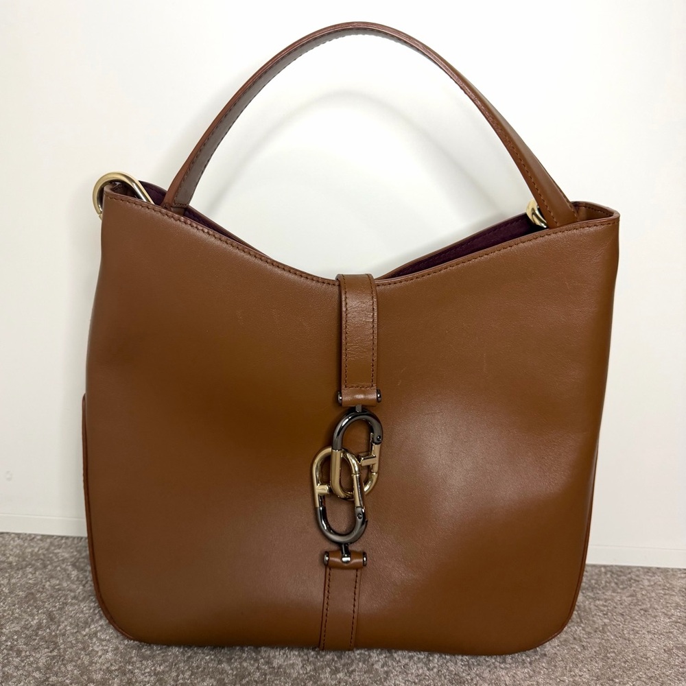 Furla Brown Leather Shoulder Bag – Italian Leather, Gold Hardware